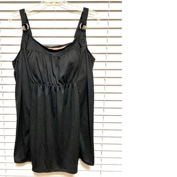 NEW 2pc Black Swim365 Tankini Top 26W; Merona 24W/26W Plus Size Swimwear #054 - Picture 1 of 3
